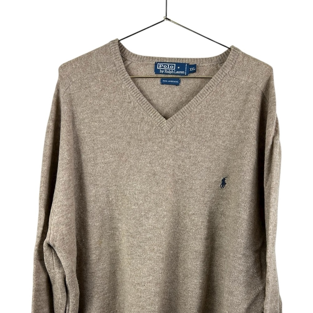 Polo Ralph Lauren Men's Lambswool V Neck Sweater Beige Size XXL - Picture 3 of 8